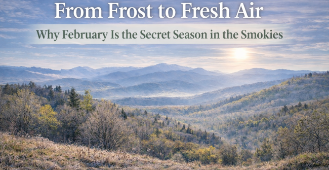 February in the Smokies – The Secret Season Before Spring Smoky Mountain foothills near Newport Tennessee in late winter with clear layered mountain views